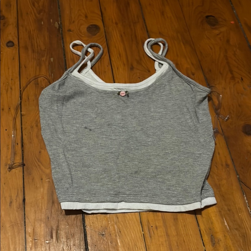 Gray Fitted Crop Camisole Top